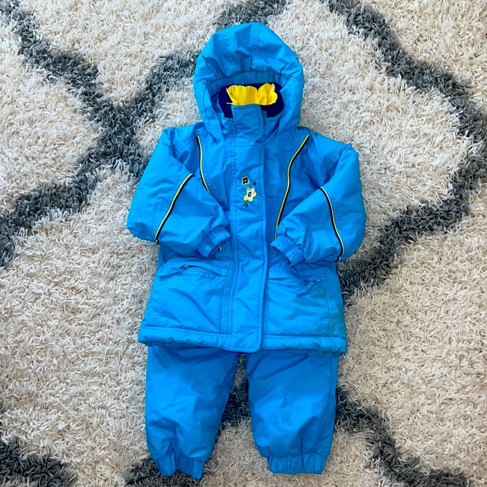 Rawik Kids size 4T ski jacket/3T matching Aqua Blue Snow Bib